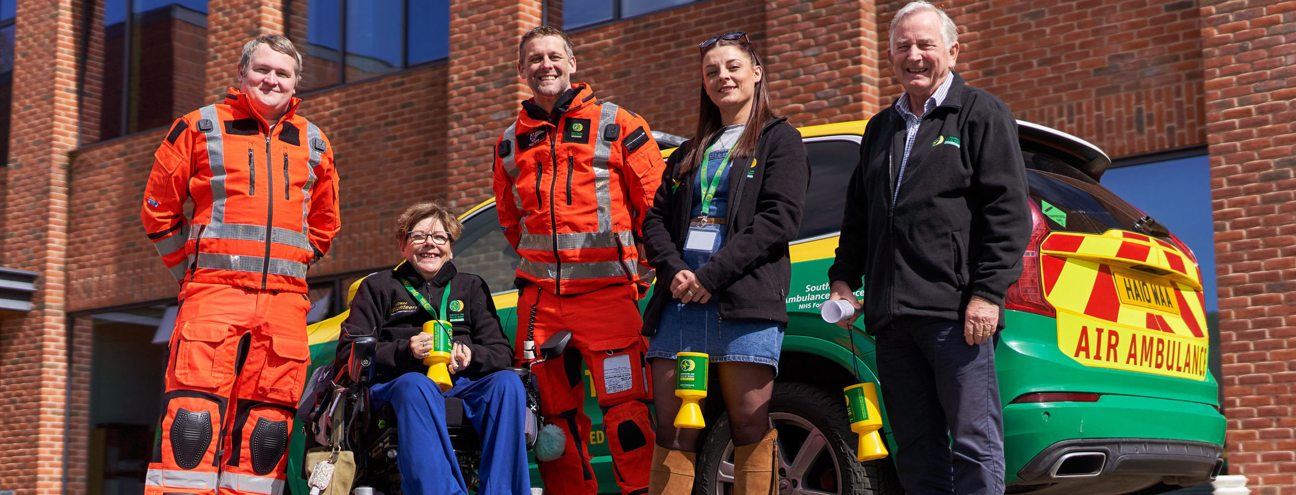 Our Volunteers speaking to the Air Ambulance crew