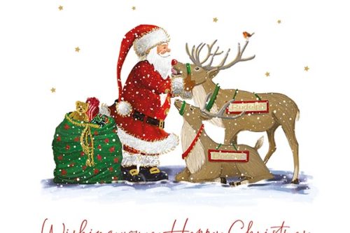 Santa Reindeer Christmas Cards